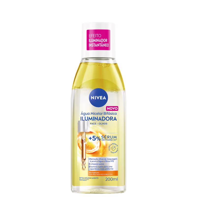 Água Micelar Bifásica Iluminadora NIVEA, de 200ml