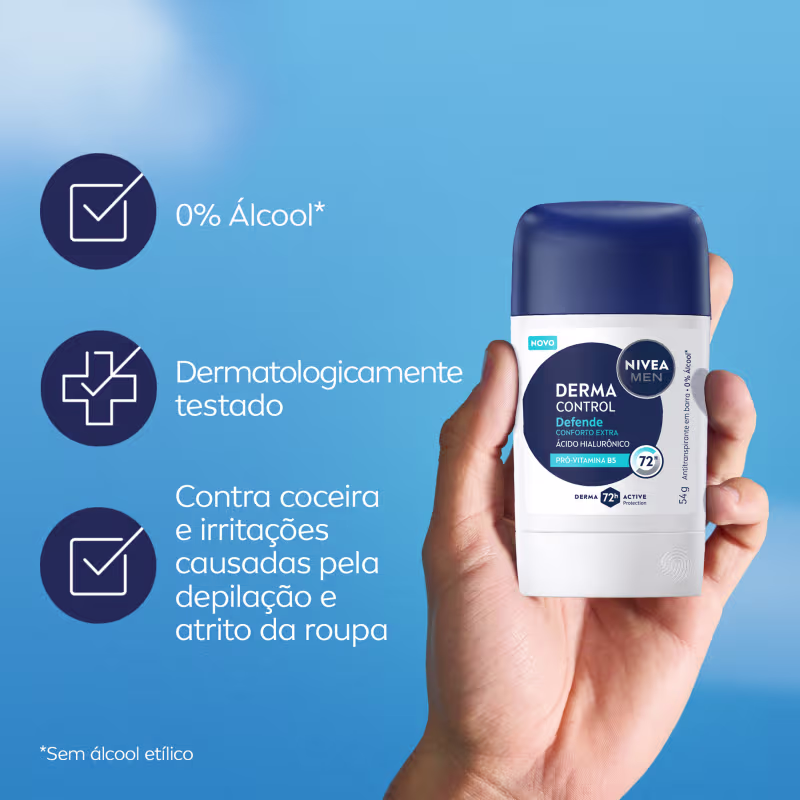 0% Álcool*, Dermatologicamente testado, Contra coceira e irritações causadas pela depilação e atrito da roupa.