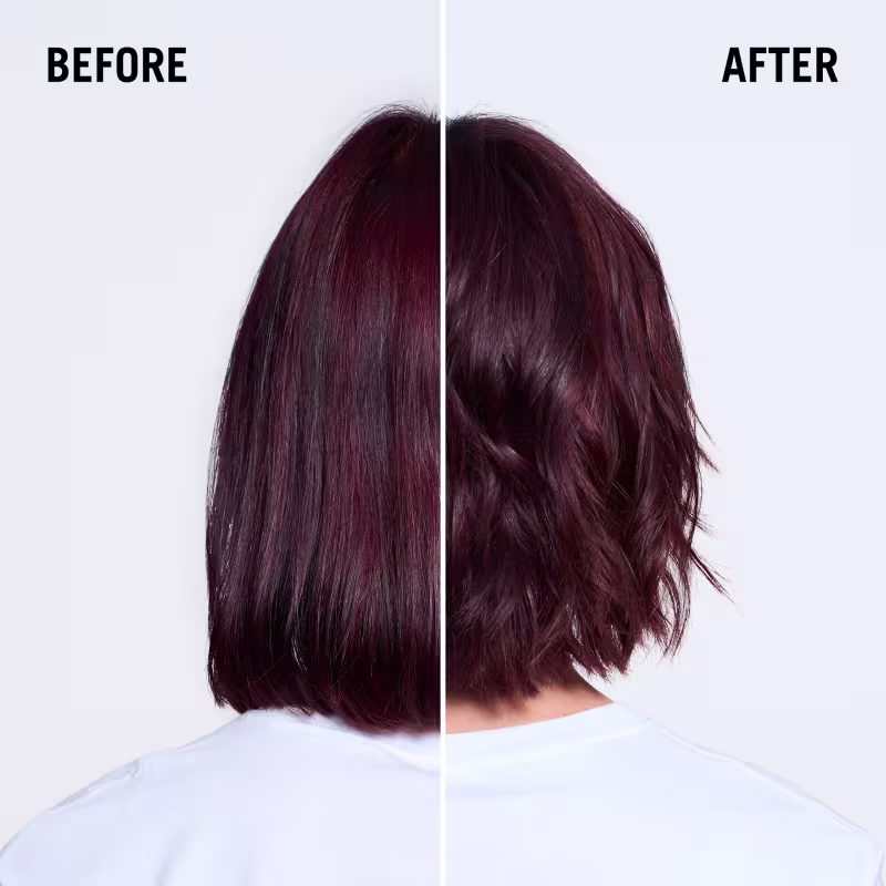 Imagem antes e depois do uso de produtos da marca Schwarzkopf Professional, mostrando o resultado de brilho, maciez e movimento aos cabelos.