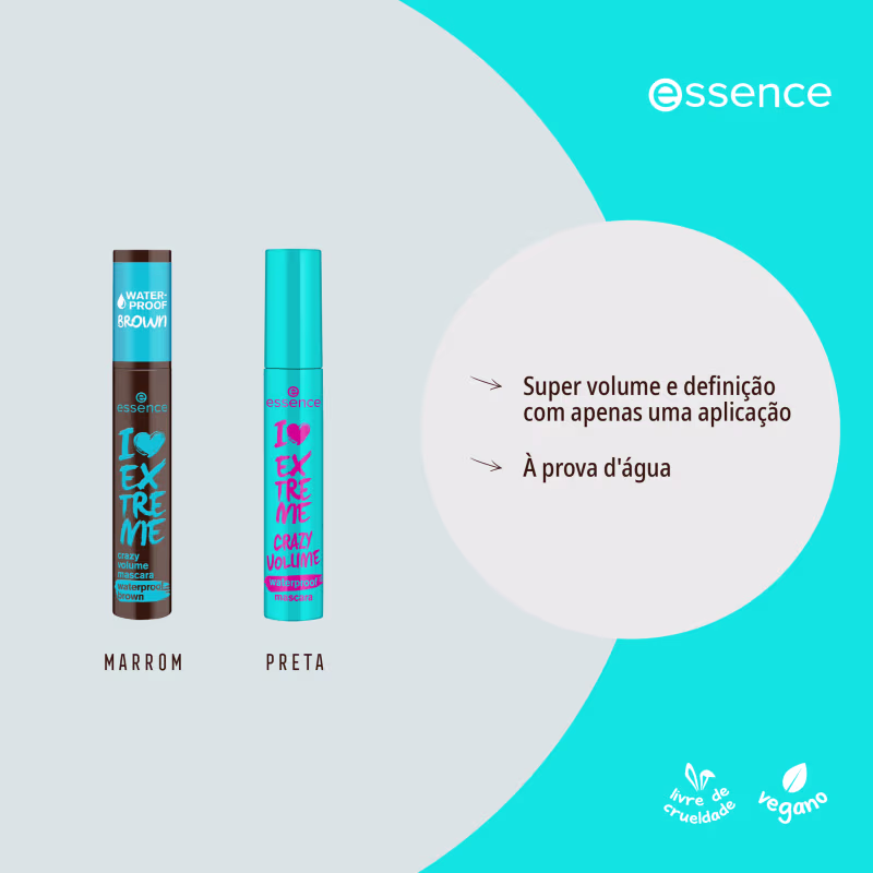Super volume e definição com apenas uma aplicação. À prova d'água.
