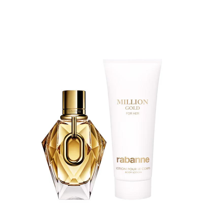 Conjunto Million Gold For Her Rabanne Feminino - Perfume Eau de Parfum 90ml + Body Lotion 100ml
