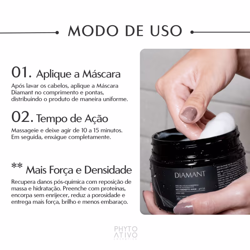 Máscara Diamant Reestruturação e Reconstrução Phyto Ativo 300g
