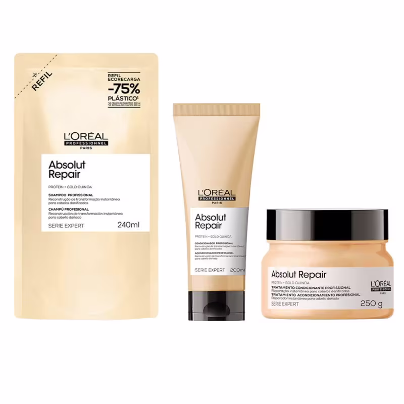 Kit L'Oréal Absolut Repair Shampoo Cond Máscara 3PÇS