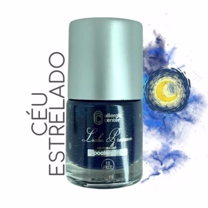 Esmaltes Hipoalergênicos Premium 15 Free 7ml Allergic Center Cor:Céu Estrelado