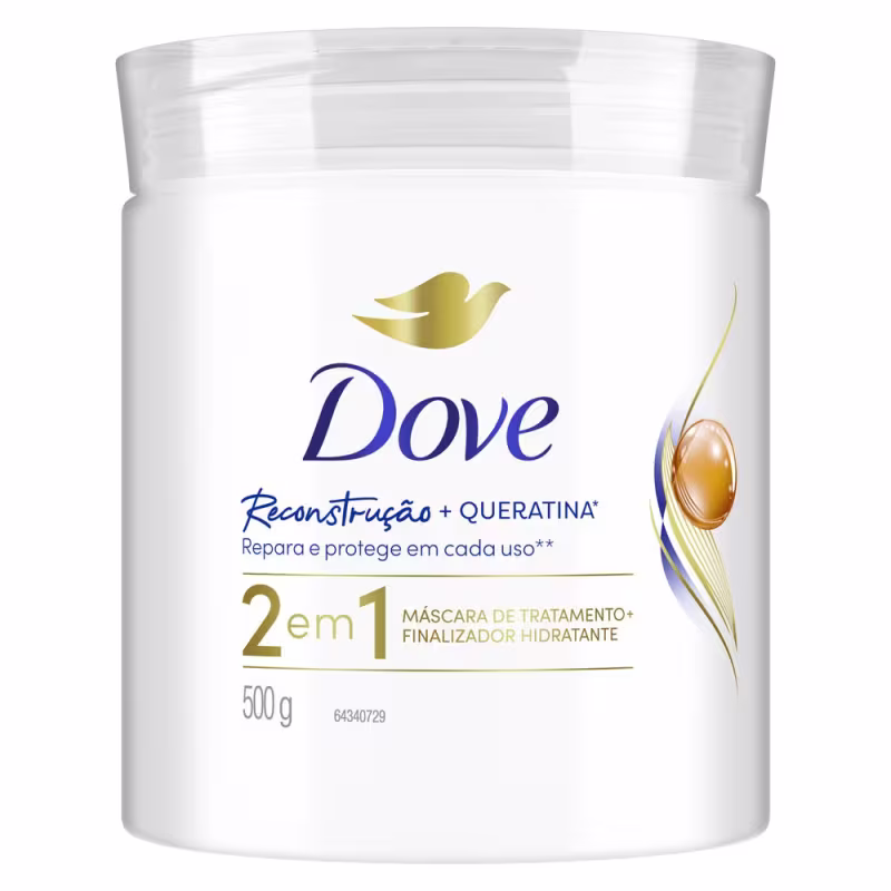 Máscara de Tratamento + Finalizador 2 em 1 Dove Reconstrução + Queratina 500g
