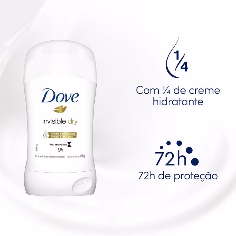 Desodorante Antitranspirante Stick Dove Invisible Dry 45g