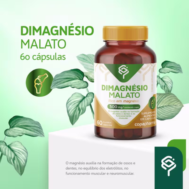 Dimagnésio Malato 500mg Copapharma 60 Cápsulas Sabor Sem sabor