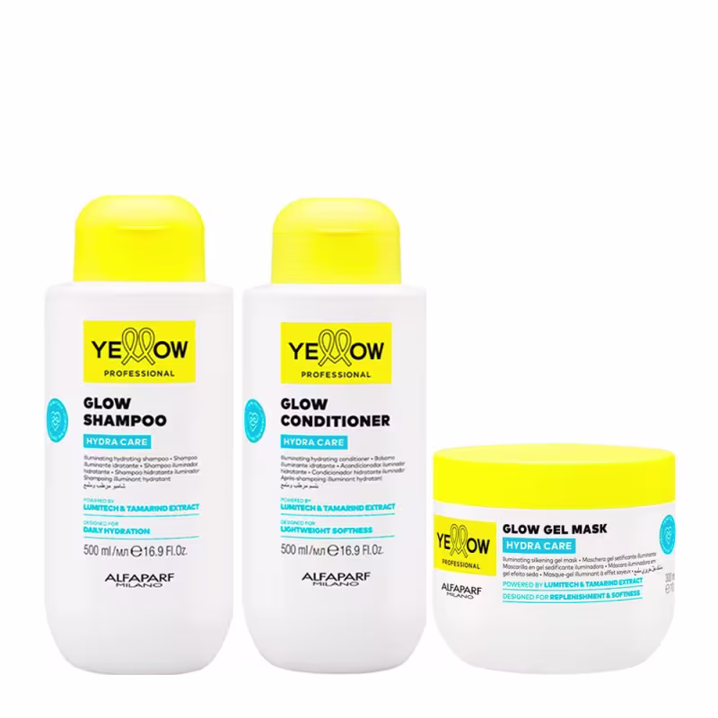 Kit Yellow Professional Hydra Care Shampoo 500ml + Condicionador 500ml + Gel Máscara 300ml
