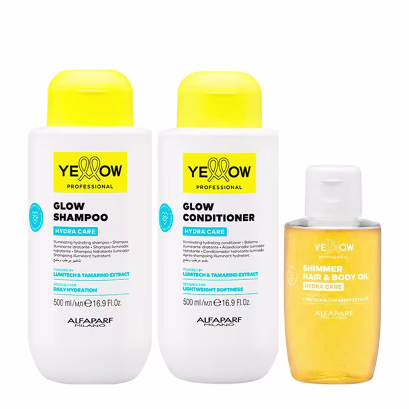 Kit Yellow Professional Hydra Care Shampoo 500ml+Condicionador 500ml+Óleo Capilar E Corporal 100ml