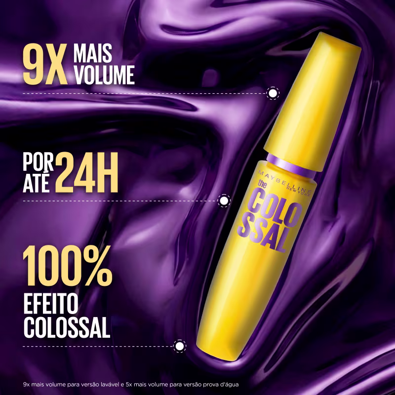 Maybelline The Colossal Volum'Express Preto - Máscara de Cílios Lavável 9,2ml