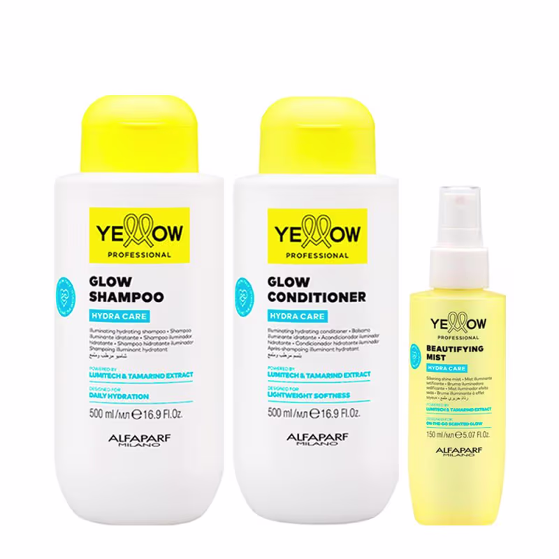 Kit Yellow Professional Hydra Care Shampoo 500ml + Condicionador 500ml + Bruma Capilar 150ml
