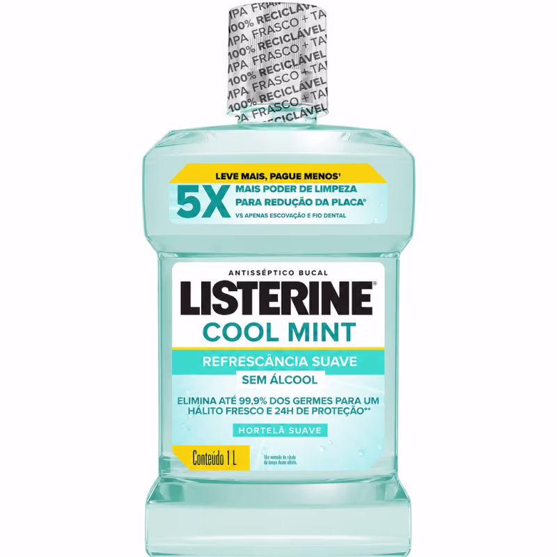 Antisséptico Bucal Listerine Cool Mint Sem Álcool 1l