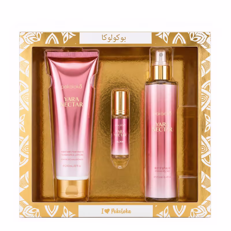 Kit Pokoloka Luxury Elixir Yara Nectar - Hidratante 240ml + Body Splash 250ml + Perfume 15ml