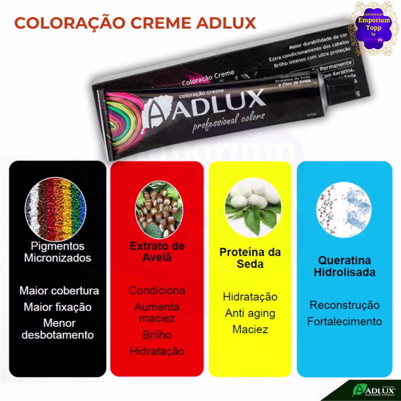 Adlux Cosméticos Professional Colors 1.0 Preto - Coloração Permanente 60g