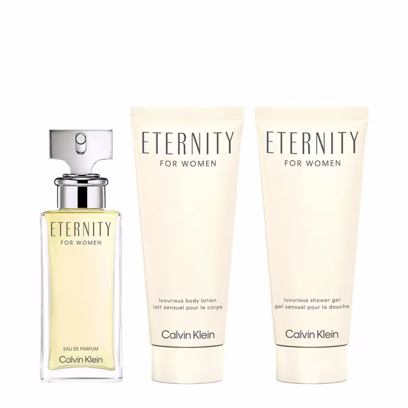 Conjunto Eternity For Women Calvin Klein Feminino - Perfume Eau de Parfum 50ml + Body Lotion 100ml + Shower Gel 100ml