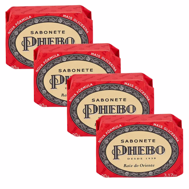 Kit Sabonete em Barra de Glicerina Phebo Raiz do Oriente 90g C/4 unidades