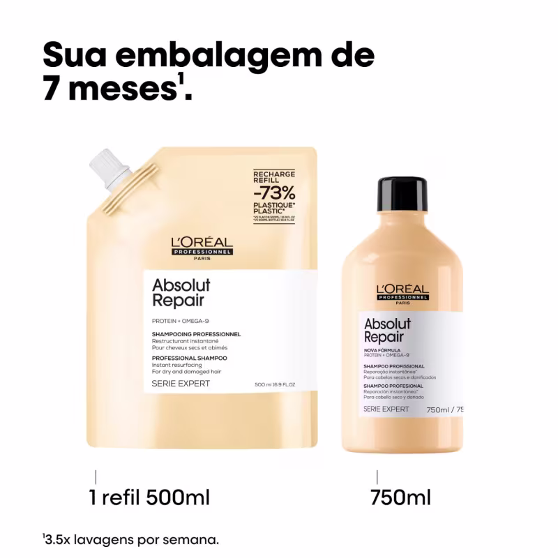Shampoo L'Oréal Omega-9 + Protein Refil, 500ml.