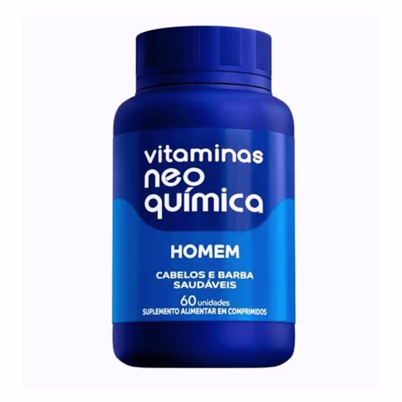 Kit Neo Química Vitaminas Homem, para barba e cabelo, com 6 Unidades de 60 cápsulas cada.