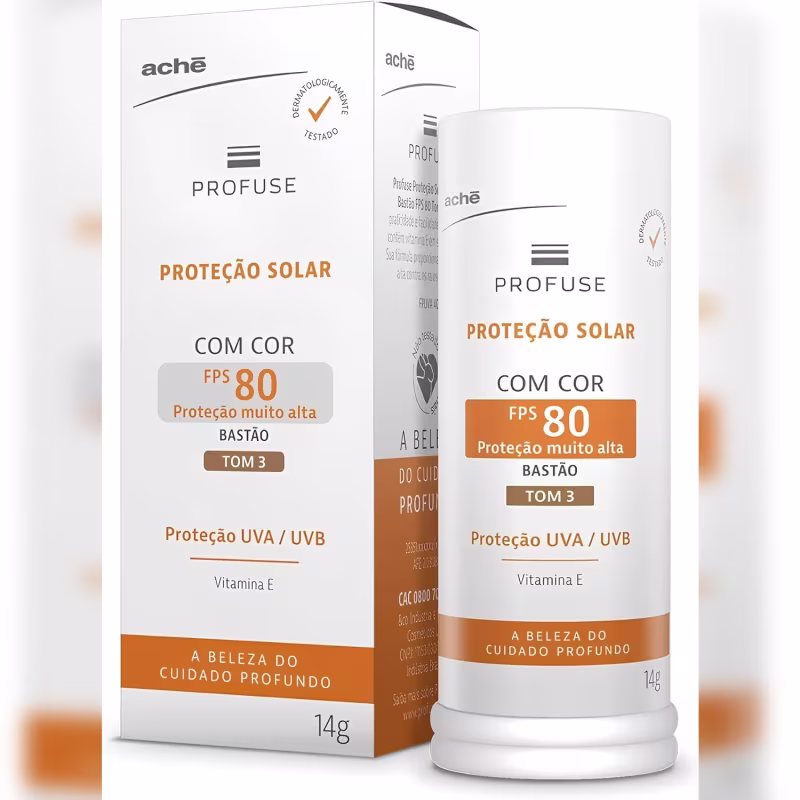 Profuse Protetor Solar Facial em Bastão  FPS 80 com Cor Tom 3 14g (7896658053016)