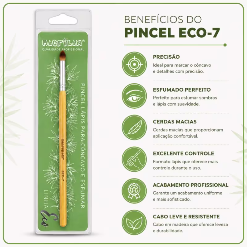 Pincel Lápis Para Côncavo e Esfumar Macrilan Eco-7
