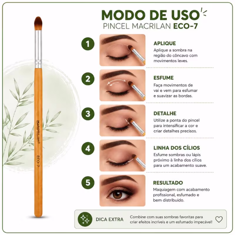 Pincel Lápis Para Côncavo e Esfumar Macrilan Eco-7