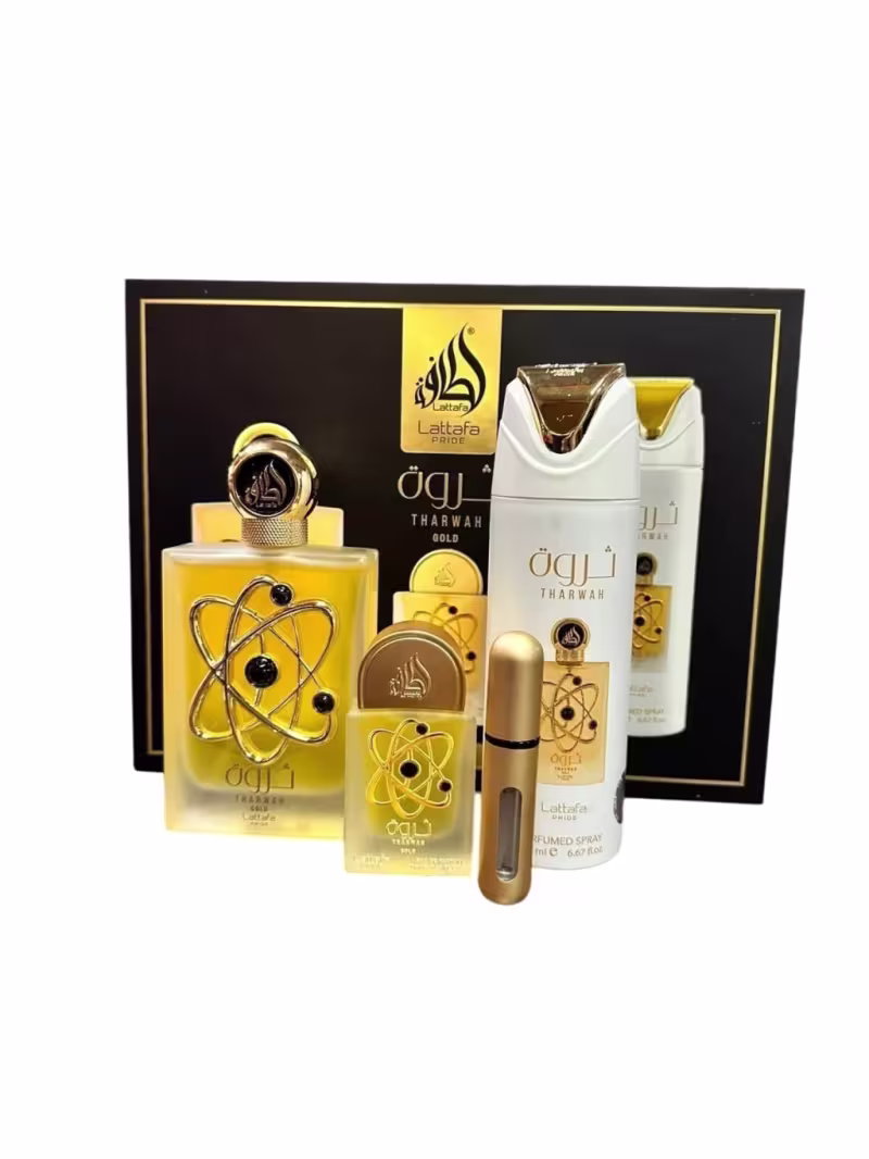 Kit Tharwah Gold Lattafa Perfume EDP 100ml + EDP 20ml + Desodorante spray 200ml