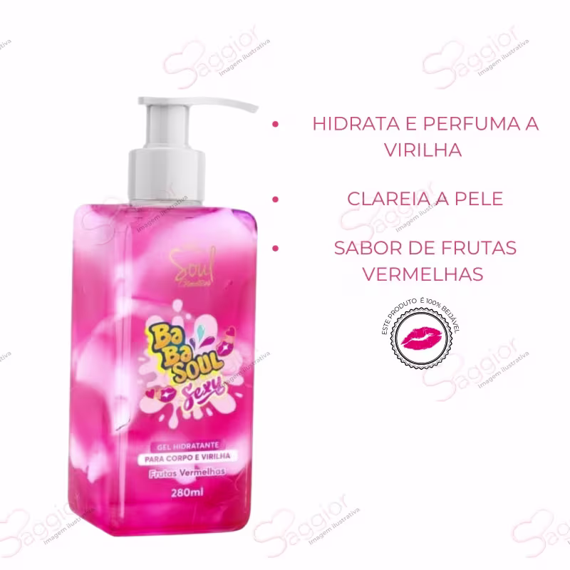 Gel Hidratante Sexy Beijável para Virilha Frutas Vermelhas Soul