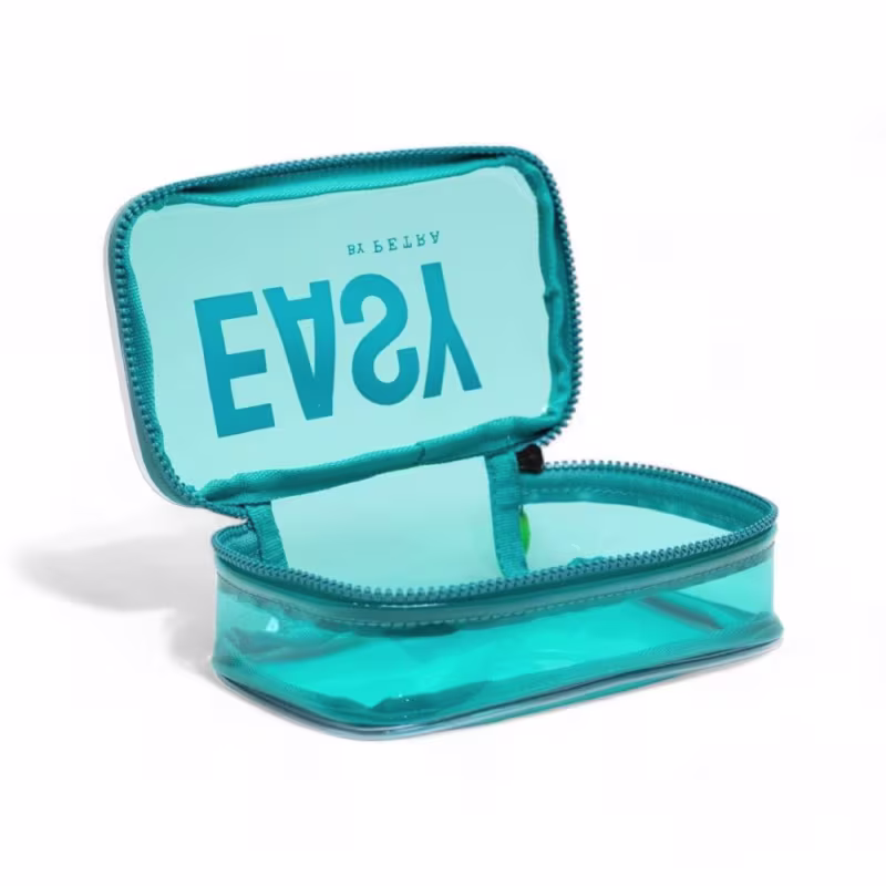 Necessaire Flex Easy by Petra aberto, mostrando o espaço interno