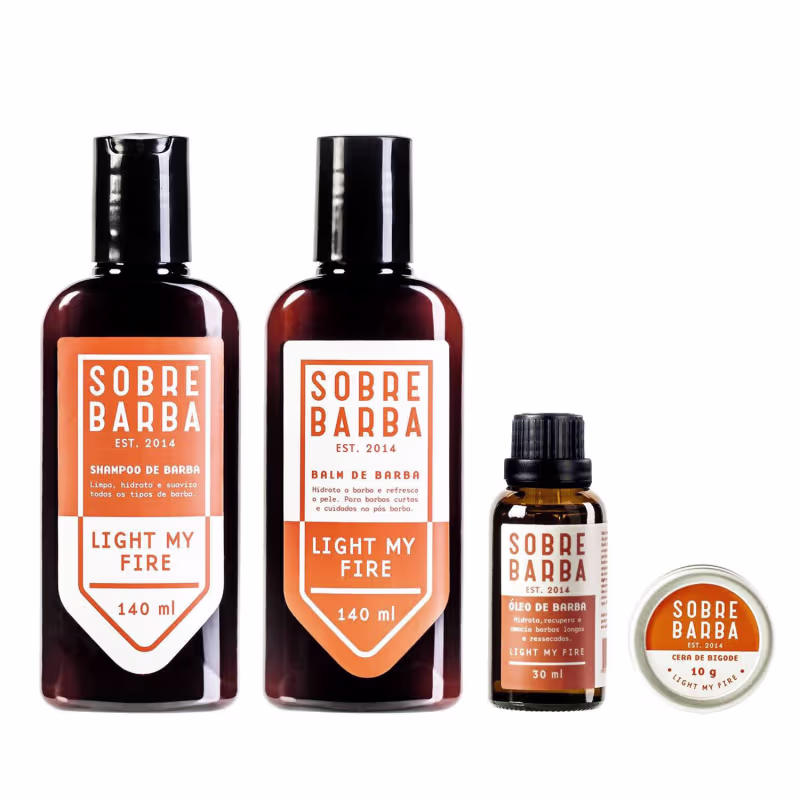 Quarteto Sobrebarba - Shampoo, Balm, Óleo e Cera - Light my Fire