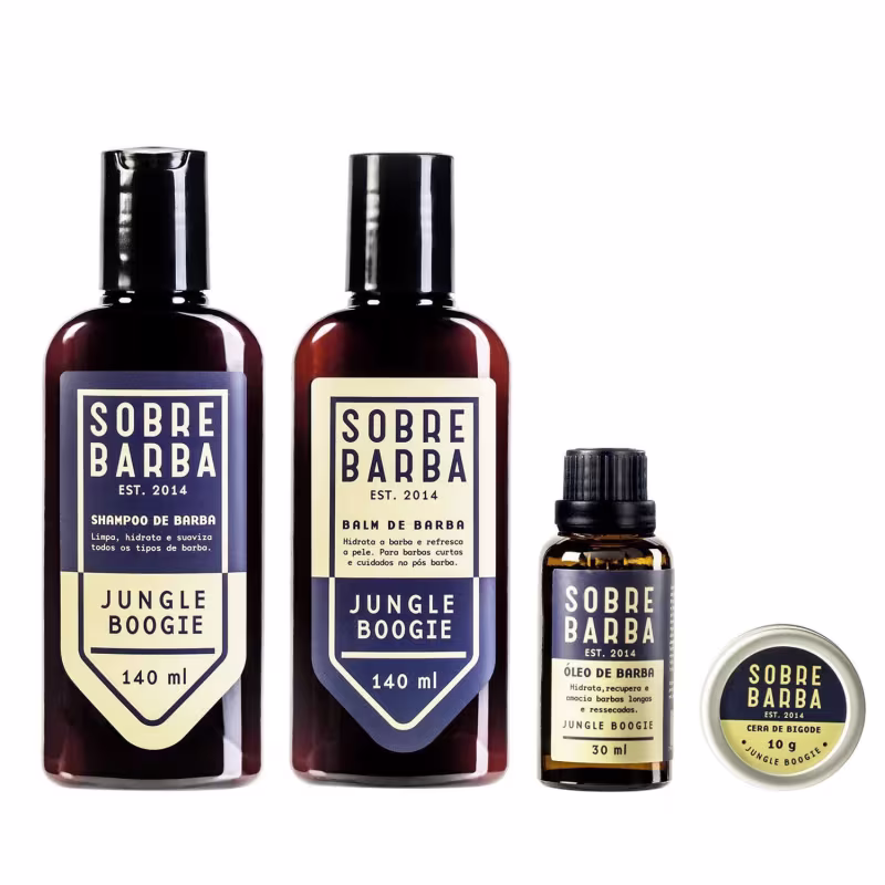 Quarteto Quarteto Sobrebarba - Shampoo, Balm, Óleo e Cera - Jungle Boogie