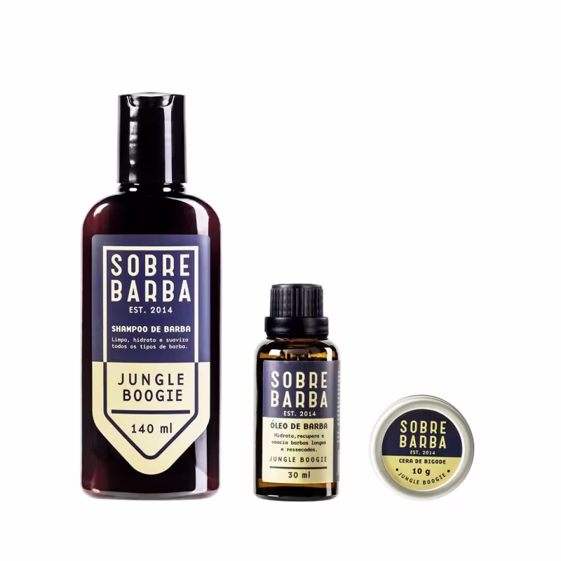 Trio Sobrebarba - Shampoo, Óleo de Barba e Cera de Bigode - Jungle Boogie