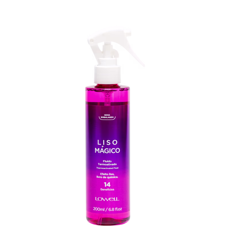 A imagem mostra o Fluido Termoativado Liso Mágico da marca Lowell.