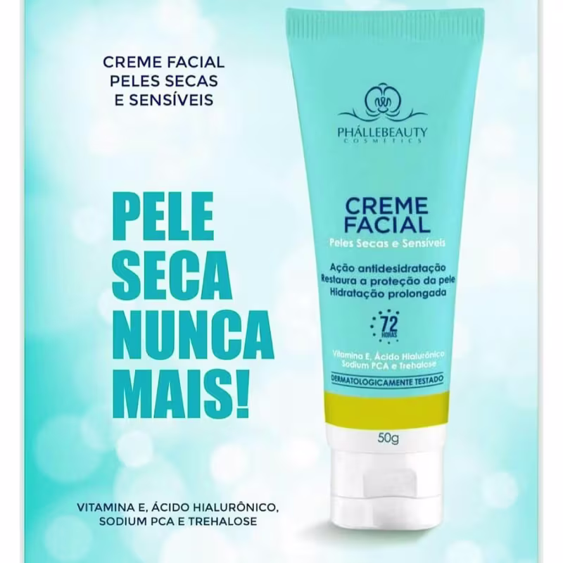 Phállebeauty - Creme Facial Peles Secas e Sensíveis Hidratação Prolongada 50g