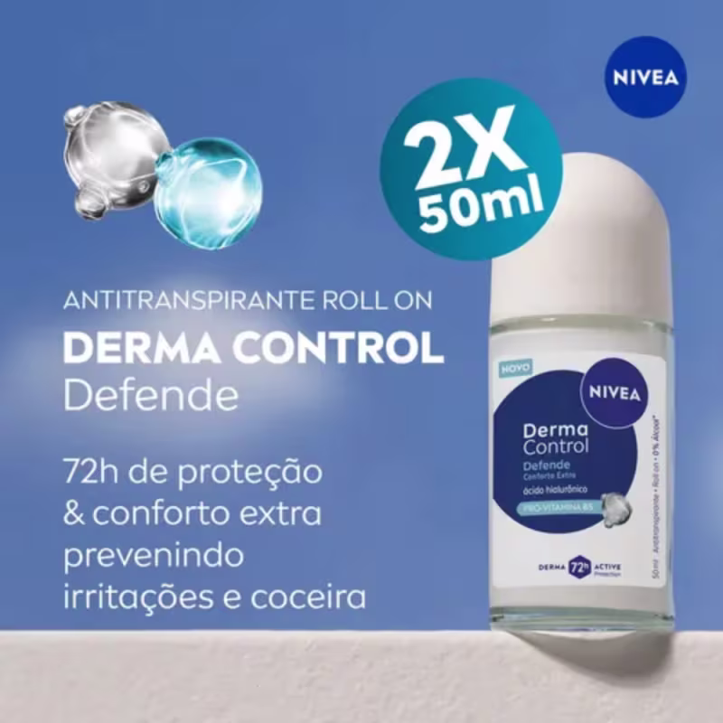 Kit Desodorante Roll-on Derma Control Defende 2x50ml | Nivea