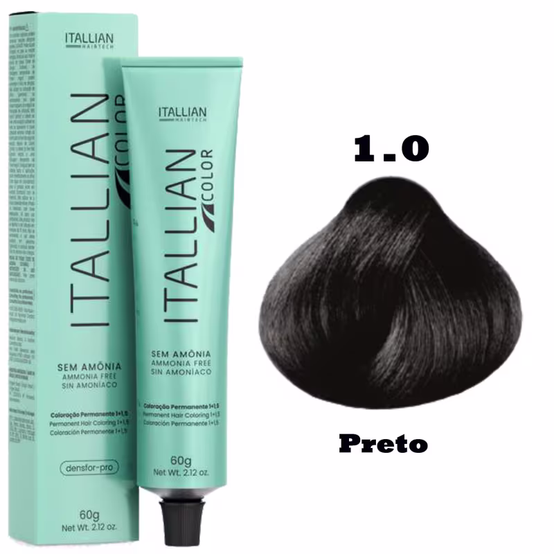 Coloração Itallian Color Sem Amônia 60g 1.0 Preto