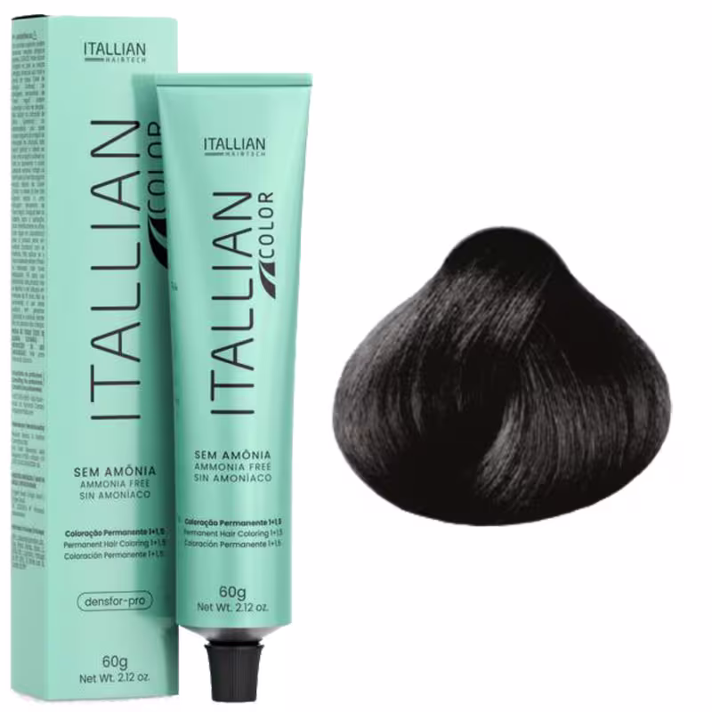 Coloração Itallian Color Sem Amônia 60g 1.0 Preto