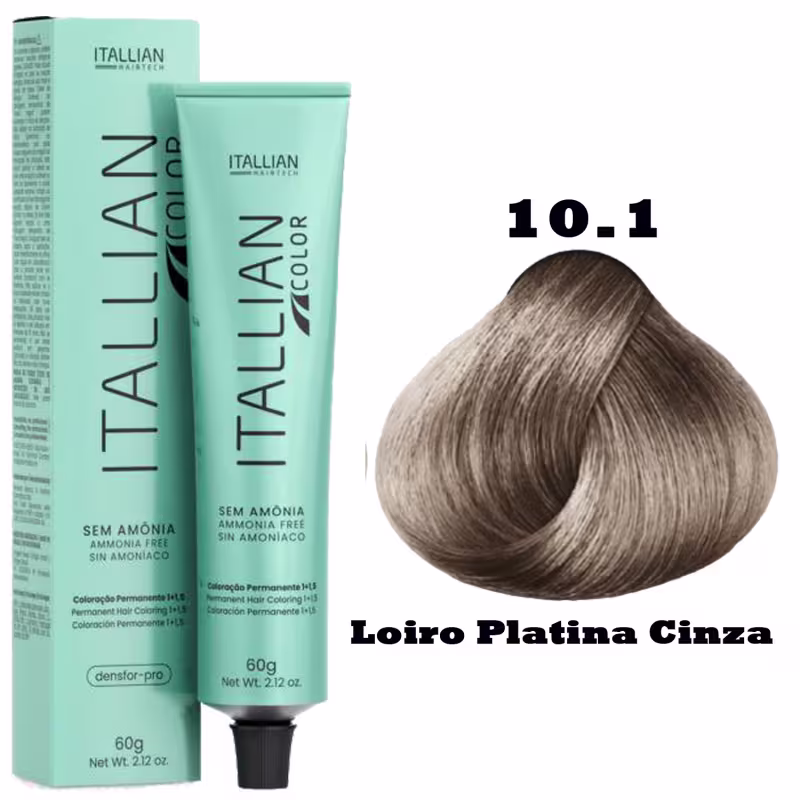 Coloração Itallian Color Sem Amônia 60g 10.1 Loiro Platina Cinza