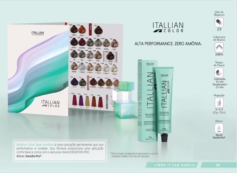 Coloração Itallian Color Sem Amônia 60g 10.1 Loiro Platina Cinza