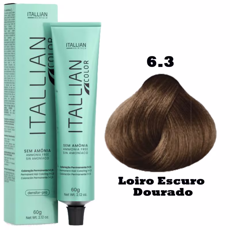 Coloração Itallian Color Sem Amônia 60g 6.3 Loiro Escuro Dourado