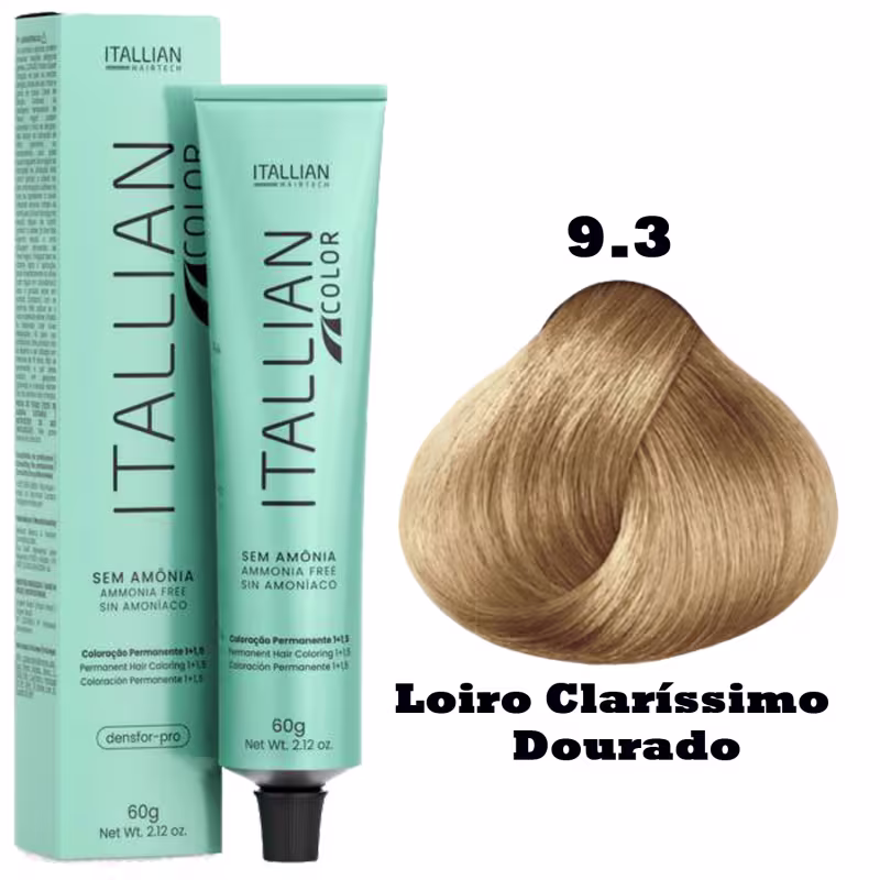 Coloração Itallian Color Sem Amônia 60g 9.3 Loiro Claríssimo Dourado
