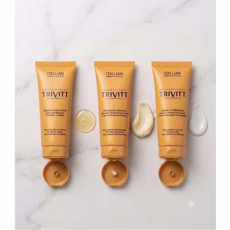 Kit Trivitt Travel Size (Shampoo Uso Diário 50ml + Hidratação 50ml + Leave-in 50ml)