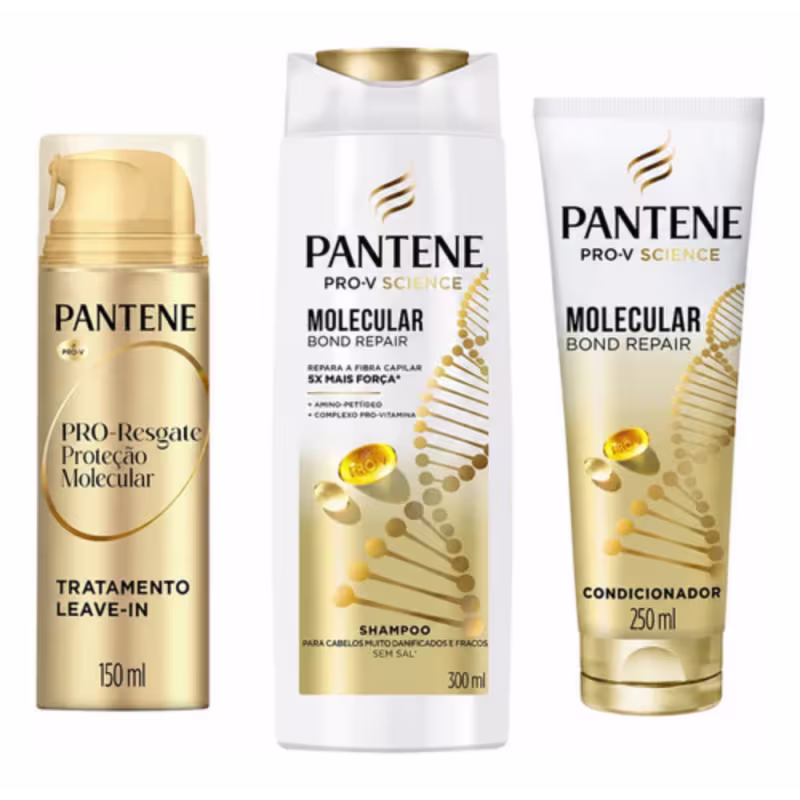 Kit Molecular Bond Repair Shampoo, Condicionador e Leave-in | Pantene