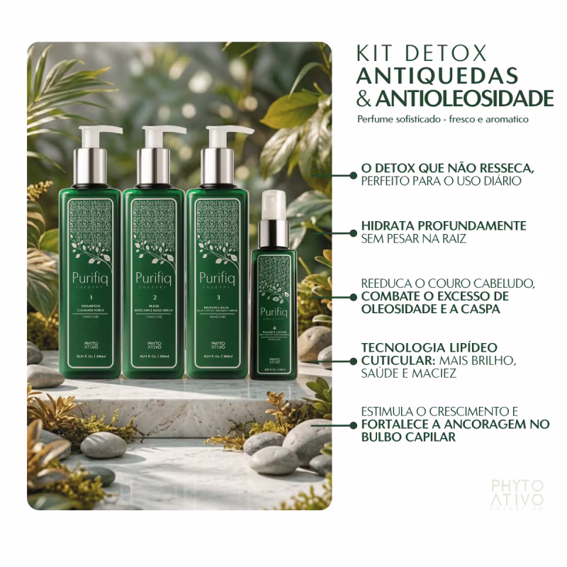 Kit Purifiq Therapy Phyto Ativo Detox Antioleosidade 4 Unidades