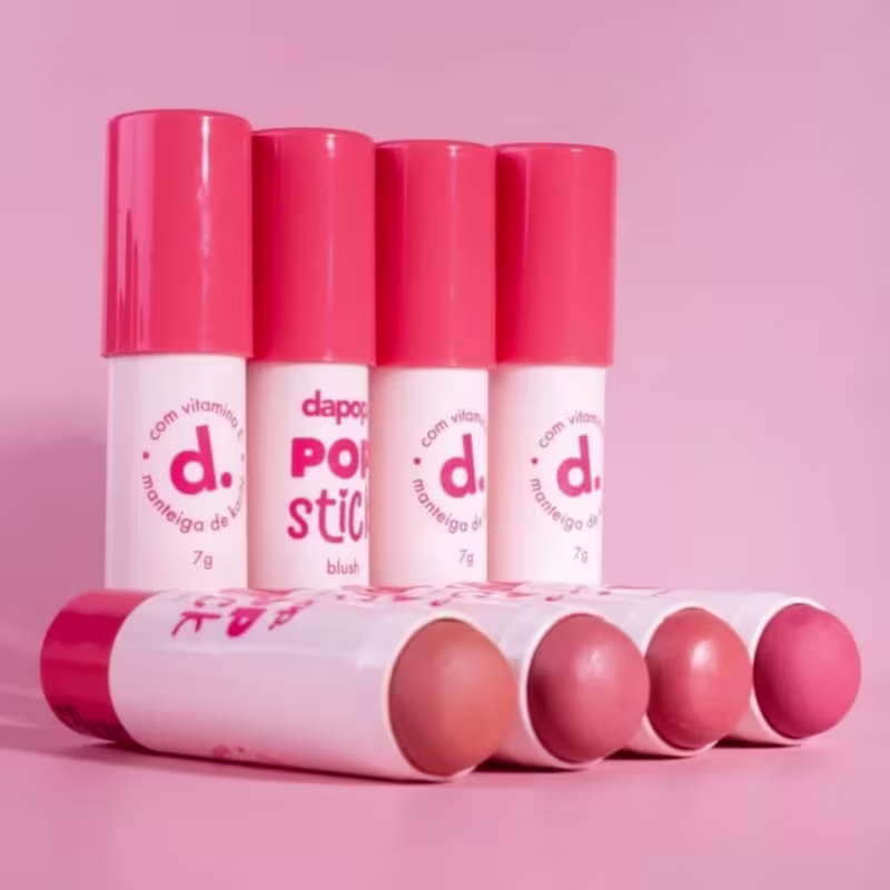 Blush Bastão Pop Stick Dapop Vitamina E Manteiga Karitê Cor Matte 01 7g