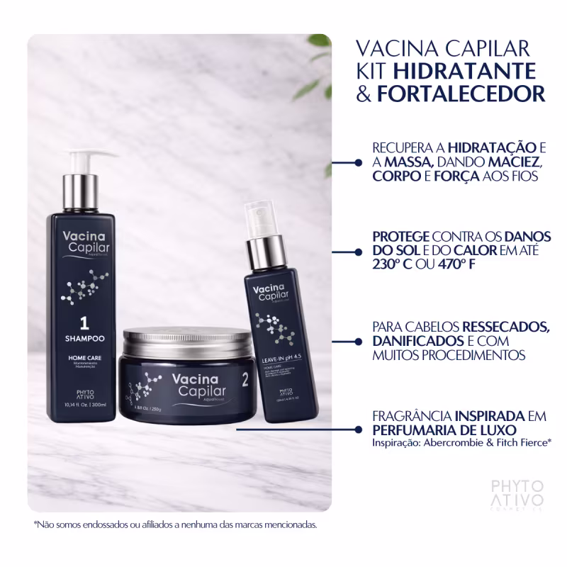Kit Vacina Capilar Phyto Ativo Recuperação Intensa 3 Unidades