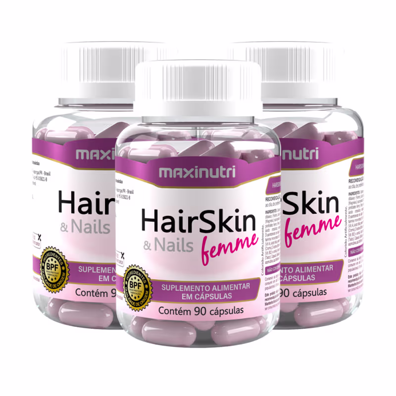 Kit 03 HairSkin Femme Biotina e Minerais Maxinutri 90 Caps