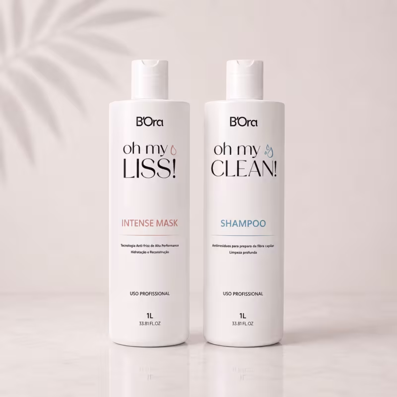 Kit B'Ora 1 Máscara Progressiva Alisamento Oh My Liss + 1 Shampoo Antirresíduos Clean 1L