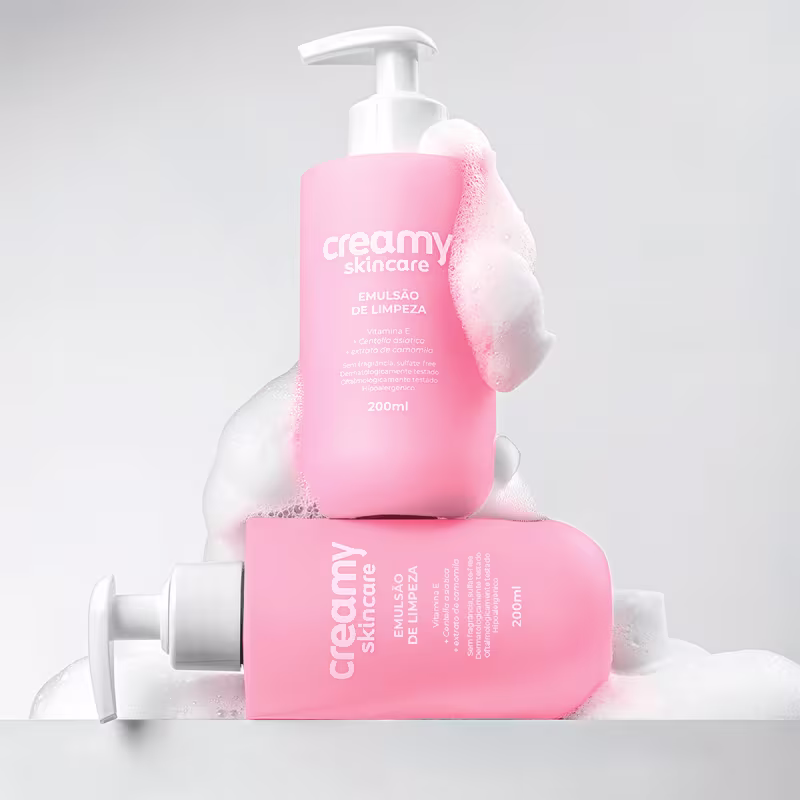 Kit Creamy Skincare Emulsão de Limpeza Mandélico FPS60 Protetor Solar (3 produtos)