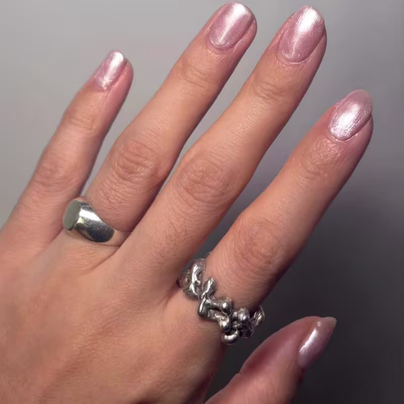 Dailus Top Coat Chrome Esmalte Prata Efeito Pó Cromado