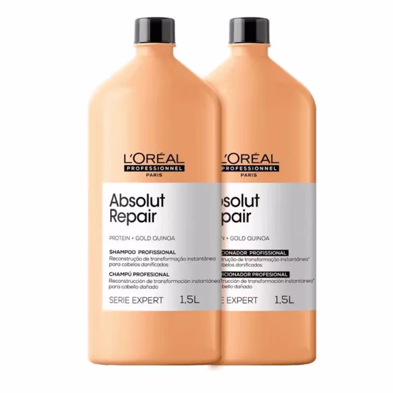 Kit L'Oréal Professionnel Serie Expert Absolut Repair Gold Quinoa + Protein Salon Duo Care, 2 produtos.